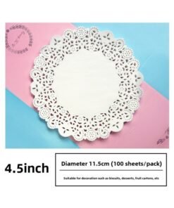 Grease-proof Paper Pad Grease-proof Paper Hotel Snacks Round Tableware Dinner Plate Lace Oil-absorbing Paper 100 Sheets/Pack-Specifications:4.5 Inch 100 Sheets