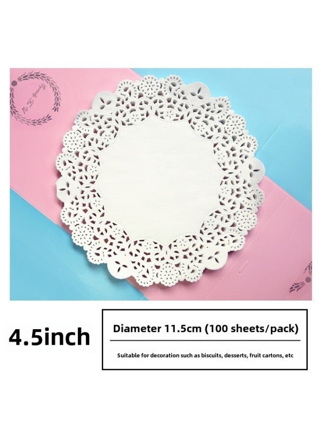 Grease-proof Paper Pad Grease-proof Paper Hotel Snacks Round Tableware Dinner Plate Lace Oil-absorbing Paper 100 Sheets/Pack-Specifications:4.5 Inch 100 Sheets