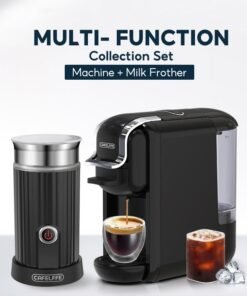 Cafelffe 4 In 1 Capsule Coffee Machine With Milk Frother Set Hot Cold Espresso Machine With Milk Foam Maker Black
