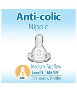 Alternative view of Dr. Brown’s Pack Of 2 Baby Level-3 Silicone Narrow Neck Anti-Colic Nipples, 6 Months +, Medium-Fast Flow, Fits Narrow Bottles