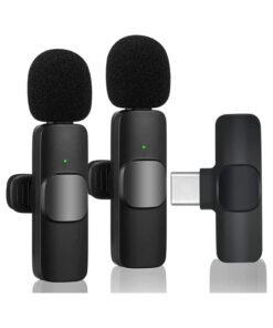 TecV Wireless Lavalier Microphone for Type-C Phone- Plug-Play 2 Wireless Microphones for USB-C Android Phones Video Recording- Interview- Vlog- Auto Sync and Noise Reduction- 2.4 GHZ with mute function