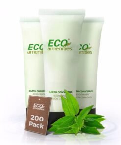 ECO Amenities Travel Size 1oz Body Wash BULK 200 Pack  30ml Bulk Hotel Body Wash Supplies for Guests  Green Tea Scent Eco body wash for woman Body wash for men Biodegradable Container