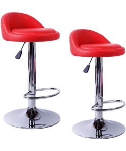 Set of 2 Bar Stools PU Leather Stool Chair High Stool Chair Adjustable Swivel Bar Chair with Footrest for Kitchen,Bar Counter