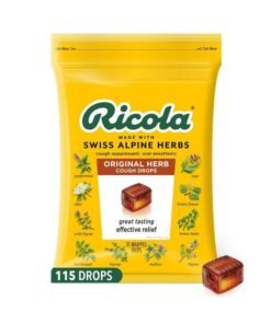 Ricola Original Herb Cough Drops, 115 Count, Cough Suppressant & Throat Relieving Drops with Naturally Sourced Menthol, Pleasing Herbal Taste for Coughs & Throat Irritation Symptom Relief