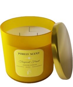 PURELY SCENT Tropical Fruit Scented Candle – 3 Wick, 92-Hour Burn, 400g