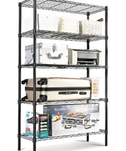 RollsTimi  5-Tier Heavy Type Carbon Steel Storage Rack Black Black 55x30.5x150cm
