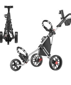 Caddytek CaddyLite 11.5 V3 3 Wheel Golf Push Cart - SuperLite Deluxe, Lightweight, Easy To Fold Caddy Cart Pushcart, Silver, 53.5 x 27 x 45"