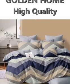 GOLDEN HOME 6 Piece King/Queen/Single size, striped pattern duvet cover set. set includes 1 Comforter Cover, 1 Fitted Bedsheet, 4 Pillowcases