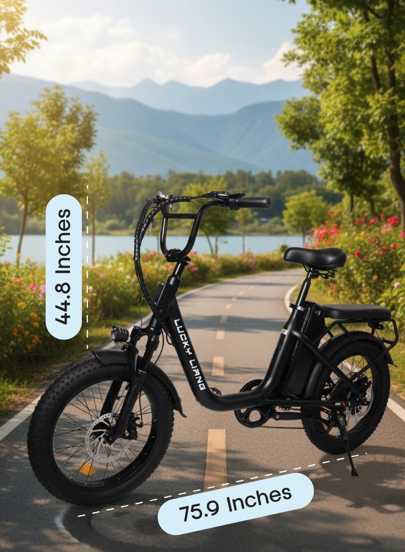 Lucky Liang U03 Electric Bike 500W Motor (750W Max), 48V 13Ah Battery, 45Km/h Speed, 45Km Range, 20”3.0 Tires, Disc Brakes, Carbon Steel Frame – Powerful Long Range E-Bike for Adults - Image 5