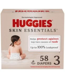 Huggies Size 3 Diapers, Skin Essentials Baby Diapers, Size 3 (16-28 lbs), 58 Count