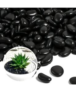 ARABIQO Black Decorative Pebbles 2.5lb, 2-5cm Polished River Rocks for Landscaping, Vase Fillers, Aquariums, Crafts, Home & Garden Decor, Smooth Tumbled Stones for Indoor & Outdoor Use