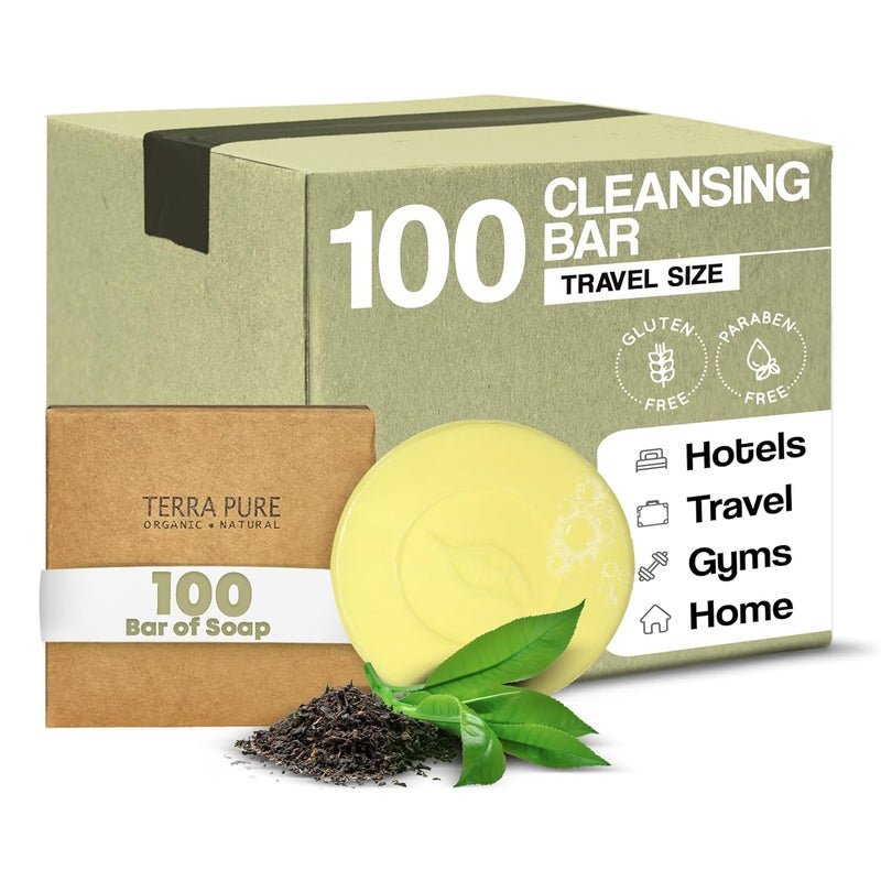 Terra Pure Boxed Bar Soap, Travel Size Hotel Amenities, 1 oz (Pack of 100)
