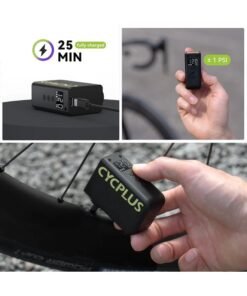 CYCPLUS AS2 Ultra Tiny Bicycle Pump with Gauge, Max 120 PSI Electric Mini Pump, Auto Stop, with Presta and Schrader Valve for E-Bike, MTB, and Road Bike - Image 5
