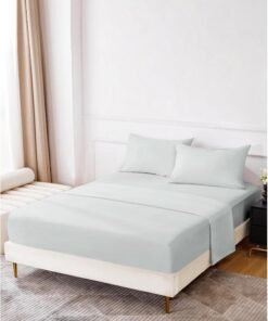 Noon East Super King Size 4Pc Fitted Sheet Set | Soft Microfiber Material | Light Grey Color | 1 Fitted Sheet 200 X 200 Cm With 40 Cm Deep Pocket, 1 Flat Sheet 280 X 280 Cm, 2 Pillow Cases 50 X 100Cm | Suitable For Super King Size Mattress