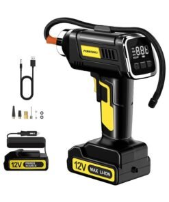 FOWAWU Tyre Inflator 160 PSI 7800mAh, Portable Handheld Air Compressor 2X Faster Inflation,Battery Electric Car Tyre Inflator, Electric Bike Pump Car Tyre Pump with Digital Pressure Gauge LED Light