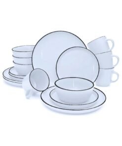 Feelings 16-Piece Stoneware Dinner Set Plates, Dishes, Bowls,Mugs Serves 4 White