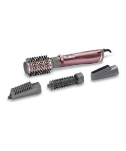 BaByliss 4 In 1 Rotating Air Styler Brush Potent 1000W Styler For Ultra-Fast Drying Salon Finish With Interchangeable Attachments For Hair Volumizing, Smoothing And Straightening - AS960SDE, Purple Purple 0.85kg