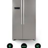 GEEPAS 650L Gross/521L Net Capacity No Frost Side By Side Refrigerator With Inverter Compressor, Tempered Glass Shelf, Twist Ice Maker, LED Lighting, Digital Control Temperature Display Freezer- 177L capacity GRFS6521SXHN Silver