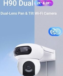 EZVIZ H90 Dual 2K+ Dual-Lens Pan & Tilt Wi-Fi Camera with 360° Coverage, 2K+ Resolution (2880×1620), AI Human & Vehicle Detection, Auto Smart Tracking, 30m IR Night Vision, Two-Way Audio, Cloud & MicroSD Storage (Up to 512GB), IP65 Weatherproof, H.265 Compression, Smart Integration with Google Assistant & Amazon Alexa | CS-H90-R100-8H44WKFL
