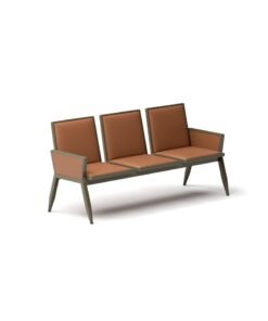 MAF furniture MAF 3-Seater Airport Chair for Waiting Rooms – Hospital & Clinic Seating with Metal Frame, Armrests, & Cushion – Camel