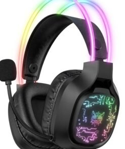 onikuma X22 Over-Ear Gaming Wired Headphones,Gaming Headset with Micphone,LED Light RGB Gamer Stereo Earphones for PS4/PS5/XOne/XSeries/NSwitch/PC,Black