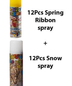 Party Spray Colored String Crazy Ribbon Spray and White Snow Spay Pack of 24pcs for Party Celebrations and Decorations