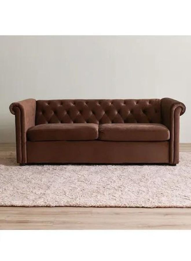 Maharat Al Bahar Mab Chester 3 Seater Fabric Sofa Wood Leg Brown 190x80x80