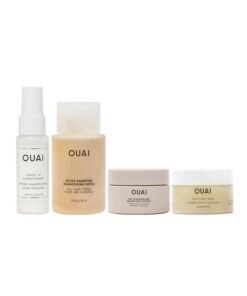 OUAI Travel Kit - Includes Travel Size Leave In Conditioner, Detox Shampoo, Fine to Medium Hair Mask, Scalp & Body Scrub - Travel Size Stocking Stuffers for Women (4 Count)