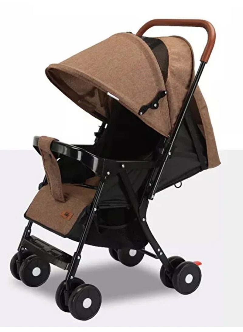 DubaiGallery “Heavy-Duty Baby Stroller with Strong Frame & Soft Cushion Seat | Foldable Travel Pram with Canopy, Safety Belt & Storage Basket for Newborns and Toddlers”