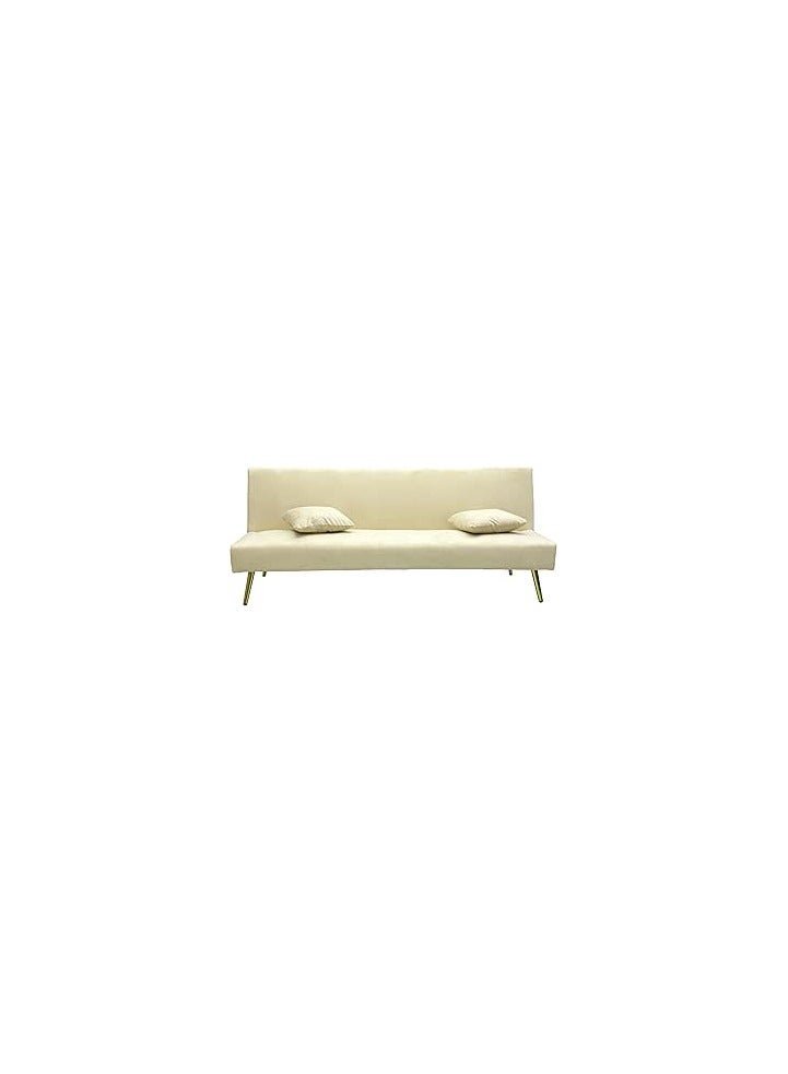 Multi Home Furniture Modern Design MH-1068SB-Beige SOFA CUM BED OR Three Seater Sofa Soft PU velvet 3-Seater Sofa,Made of finiest VELVET sofa AND Golden legs cum bed is Foldable Futon Bed for Living Room beige