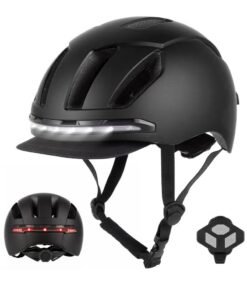 ULIP Smart Bicycle Helmet with Front Rear LED Light Detachable Visor and Lining for Adults Men Women Bike Skateboard Cycling Roller Scooter Commute Black
