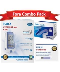 Fora Comfort Plus G30a Blood Glucose Monitoring System Combo with 100 Lancets, 50 Test Strips