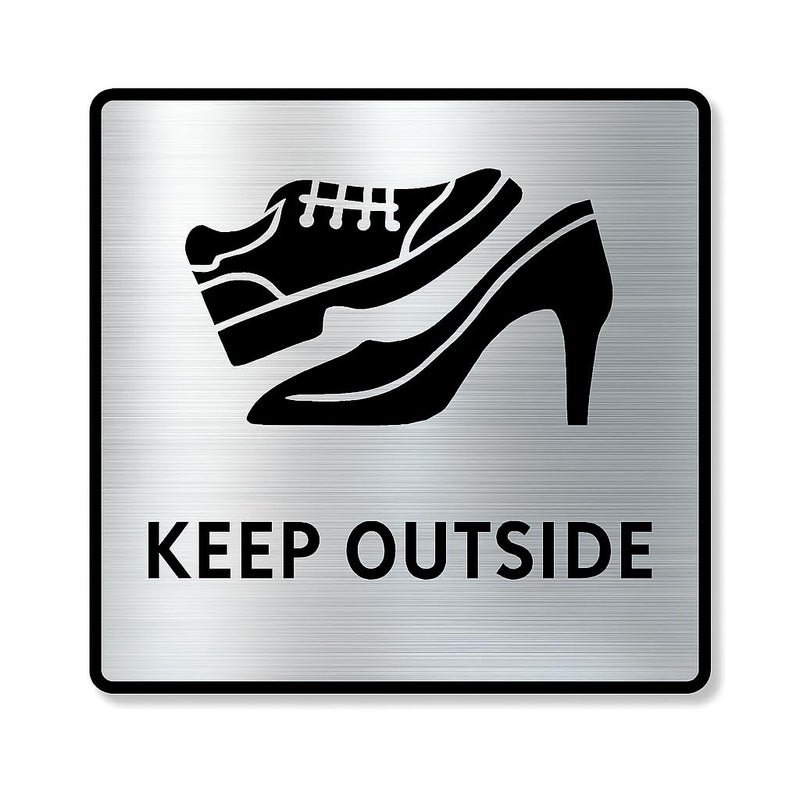 BerryBox KEEP OUTSIDE Room Sign 6 INCH * 6 INCH Self-Adhesive Sign for Business Office Corporate Hotel Company Factory Club Commercial Malls.