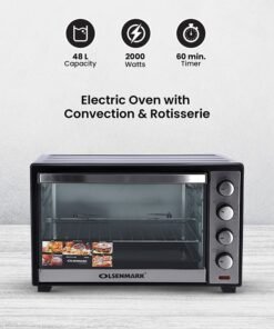 Olsenmark Electric Oven with Convection and Rotisserie, 4 Stage for Heating and Rotisserie 48 L 2000 W OMO2141 Black
