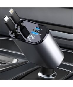 SMARTX 12/24V 120W Super Fast Car Charger with Retractable Charging Cable Fast Car Power Adapter PD20W for iPhone Type C 40W Car Bluetooth USB Charger Plug with iPhone,Samsung,Galaxy,Huawei,Xiaomi