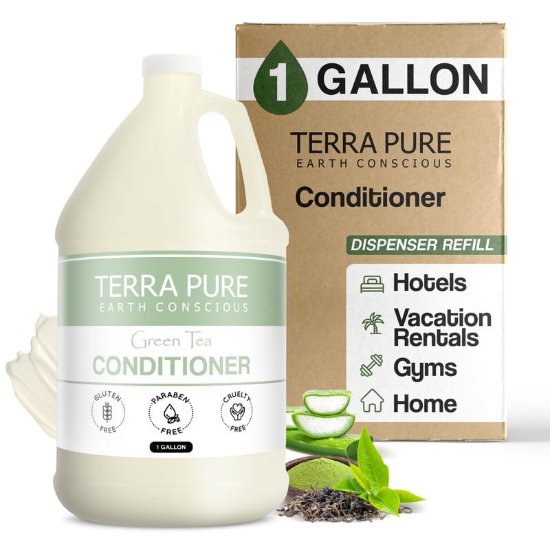 Terra Pure Green Tea Hotel Conditioner 1 Gallon for Hospitality Vacation Rentals to Refill Dispensers Single Gallon