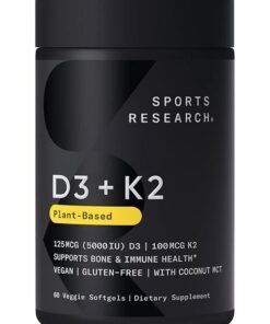 Sports Research K2 + D3 Supports Bone and Immune Health 60 Veggie Softgel