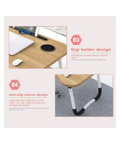 Alternative view of Cuisine Art Laptop Desk Folding Bed Table with Adjustable Angle, iPad Slot, and Cup Holder, Ergonomic Lap Tray for Bed or Couch, Foldable Notebook Stand for Watching Movies, Reading, and Working, Beige
