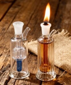 Angmei Premium Heat Resistant Glass Oil Lamp, Glass Vase Bottle Medical Grade High Borosilicate Material for Long lasting Use Glass Vase Transparent (Random Color)