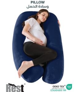 Rest Premium Velvet U Shaped Pregnancy Pillow  70x140cm  Maternity Full Body Pillow For Pregnant Women for Back , Hip , Neck and Knee Support with Removal Cover , Blue