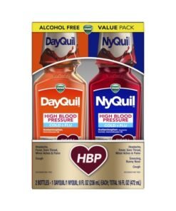 VICKS DayQuil & NyQuil High Blood Pressure Cold & Flu Relief Liquid Medicine Co-Pack, Powerful Multi-Symptom Daytime & Nighttime Relief for Cold, Cough, and Flu Symptoms, Sugar & Alcohol Free, 2x8oz