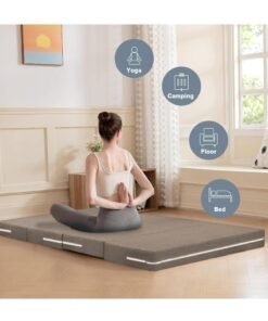WALALLA Portable 4-Folding Thick Foam Mattress, Foldable Bed, Guest Beds, Portable Bed, Topper Guest Mat, Sleeping Pad, Floor Nap with Breathable & Washable Cover