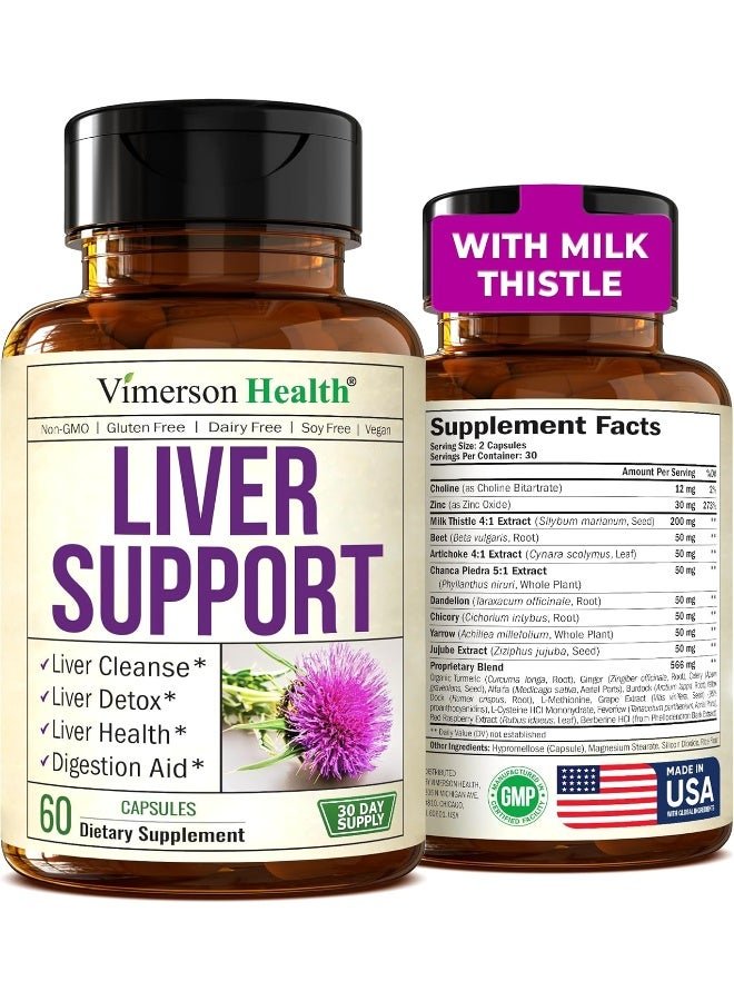 Vimerson Health Liver Cleanse and Detox Support Supplement Natural Herbal Blend Capsule - 60 Capsules