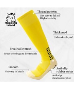 Hopping Island HI Socks 3Pair Men's Soccer Football Long Grip Yellow Comfortable Elastic Breathable