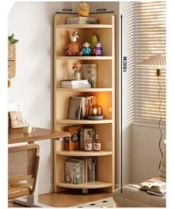 Alternative view of keke Solid Wood Corner Storage Rack Fan Shaped Living Room Triangle Cabinet Floor Corner Wall Cabinet Bookshelf 40*40*180CM