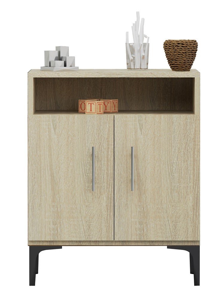 Mahmayi Stylish Multifunctional Medium Height Cabinet with 2 Drawer, 2 Shelf Storage Ideal for Living Room, Kitchen, Bedroom - Grey Bardolino Oak