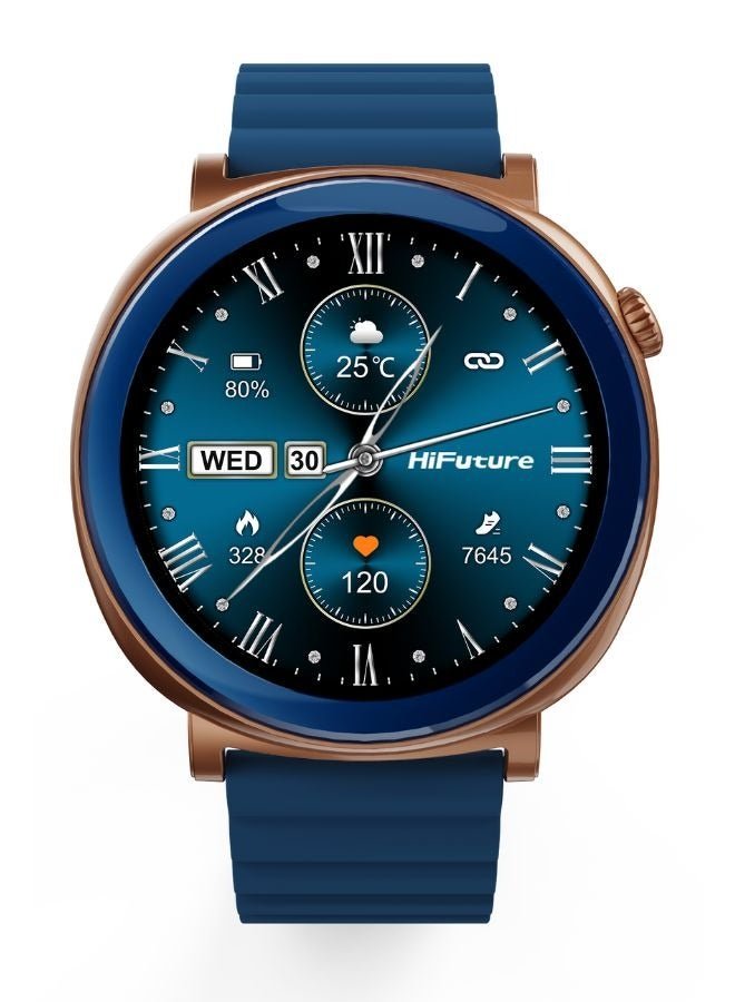 HiFuture AURORA Smartwatch, 1.43 Inch Amoled Display, Wireless Calling, Magnetic Strap, Syntra AI, IP68 Waterproof, Heart Rate Monitoring, Sleep Quality Analysis, Sports Mode, Blue