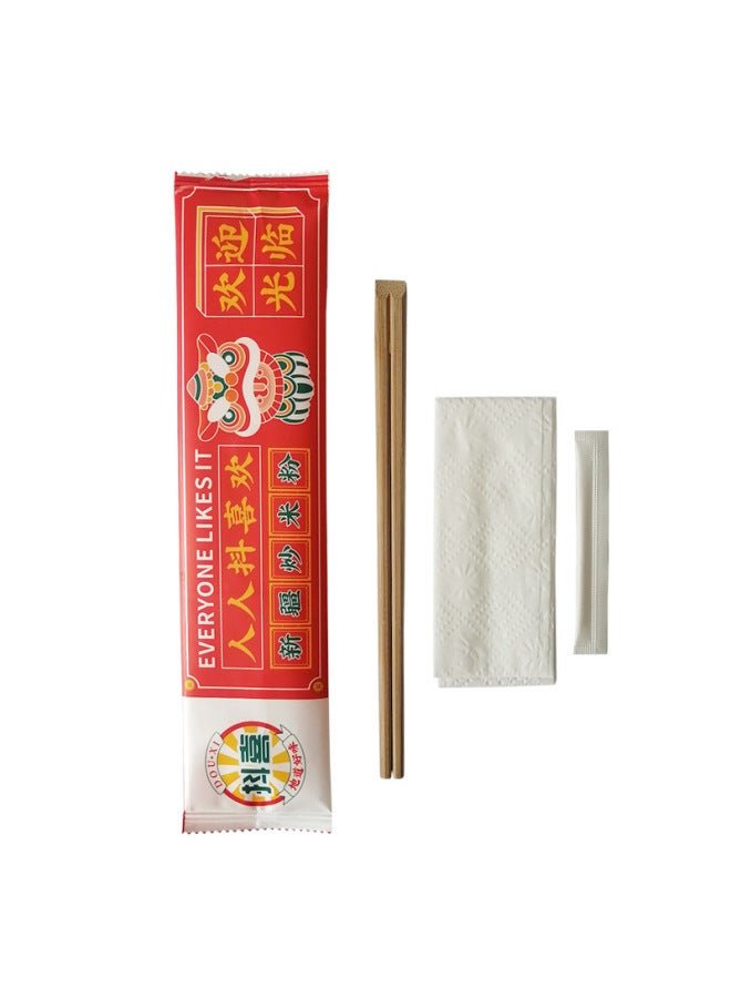 Disposable Bamboo Chopsticks Set Four-Piece Hotel Restaurant Takeaway Individually Packaged Chopsticks And Spoon Tableware Set-Color:Composite Film Everyone Likes Shaking-Specifications:10000 Set Set