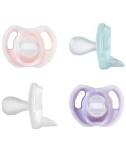 tommee tippee Pack Of 4 Symmetrical Orthodontic Ultra-Light Silicone Soother Dummies, 0 - 6 Months, Girl