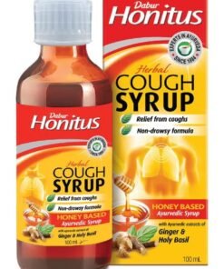 Dabur Honitus Cough Syrup Relief from Cough Non Drowsy Formula Ginger & Holy Basil 100ml